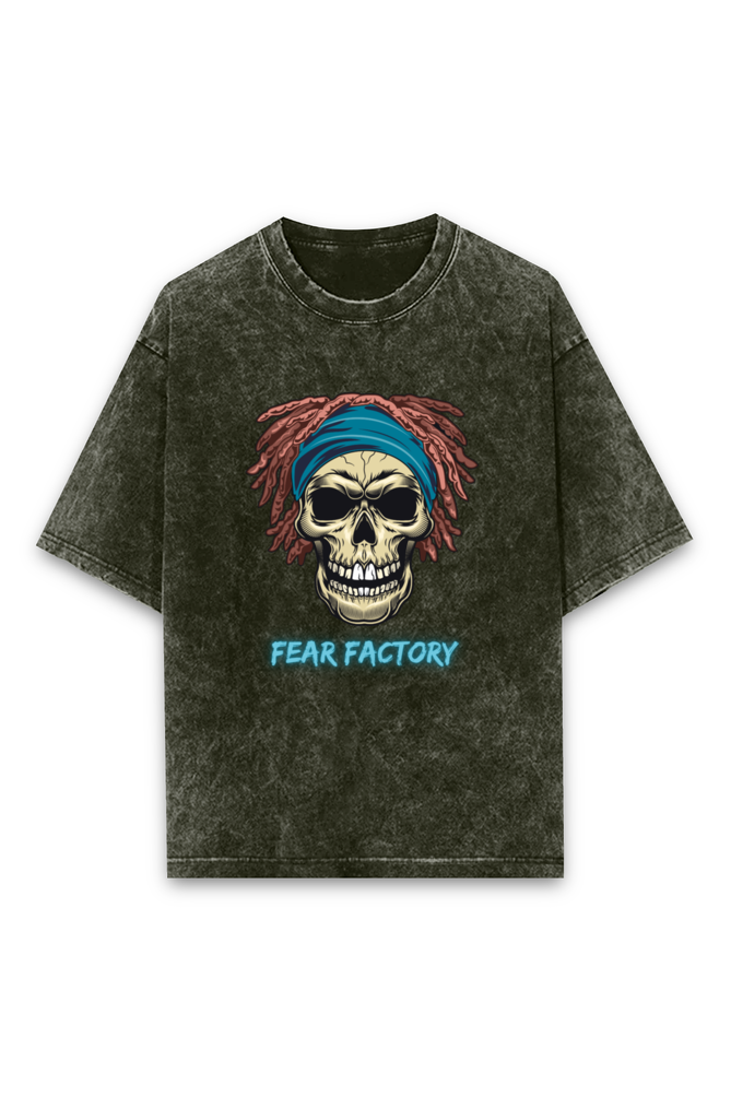 Outer Woods Men's Acid Wash Fear Factory Printed T-Shirt