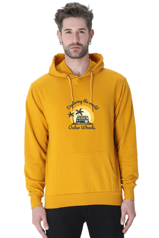 Outer Woods Men's Exploring The World Graphic Printed Hooded Sweatshirt