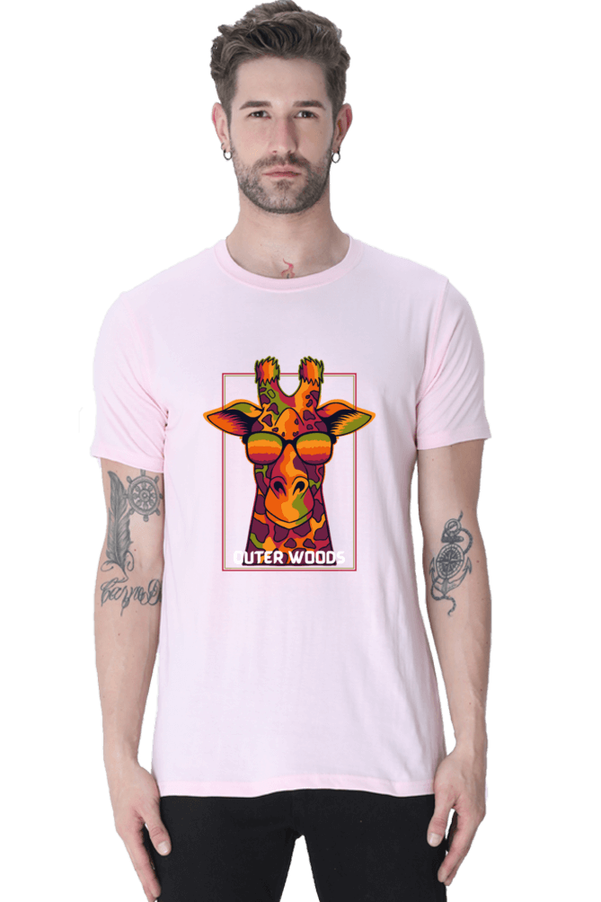 Outer Woods Men's Cool Giraffe Graphic Printed T-Shirt