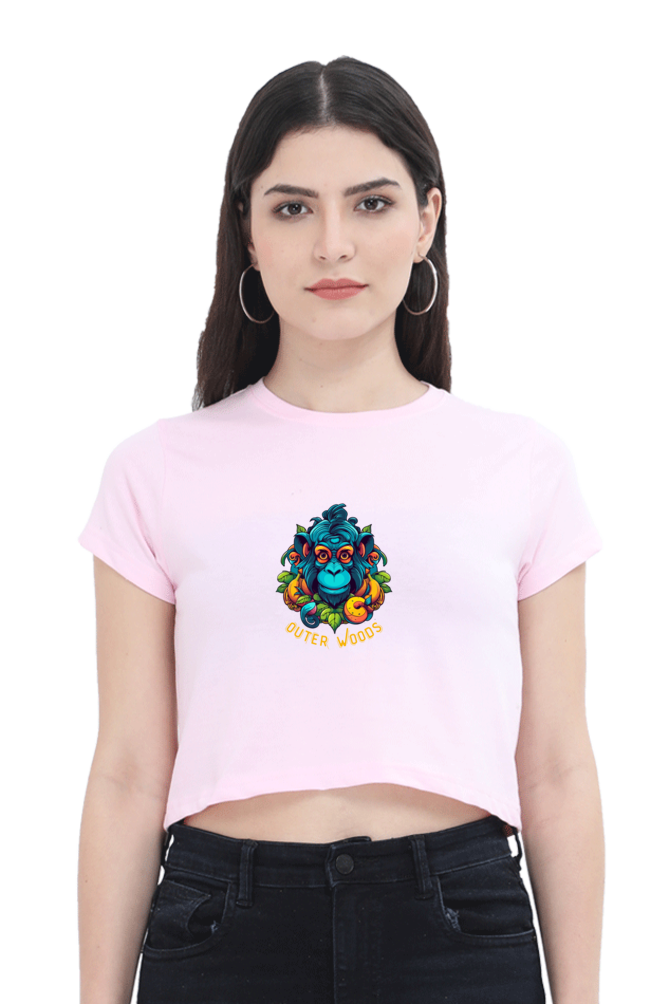 Outer Woods Women's Wild Monkey Graphic Printed Crop Top