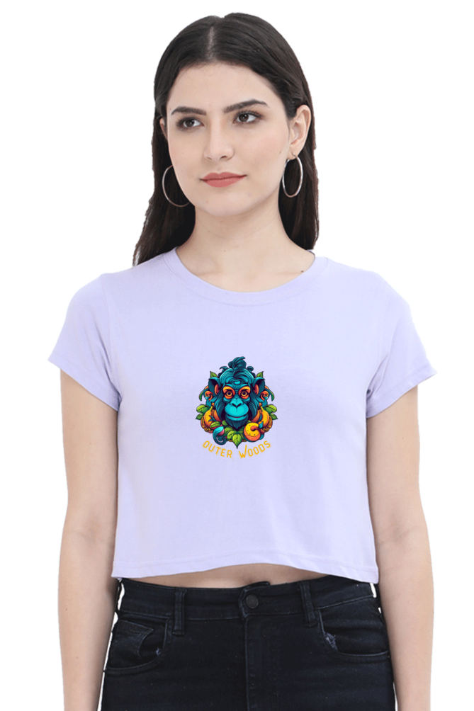 Outer Woods Women's Wild Monkey Graphic Printed Crop Top