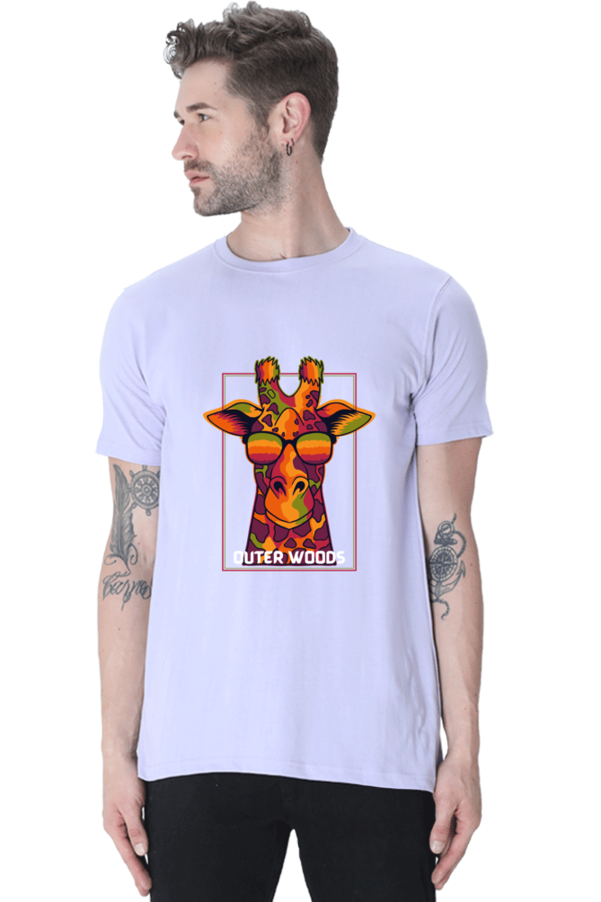 Outer Woods Men's Cool Giraffe Graphic Printed T-Shirt