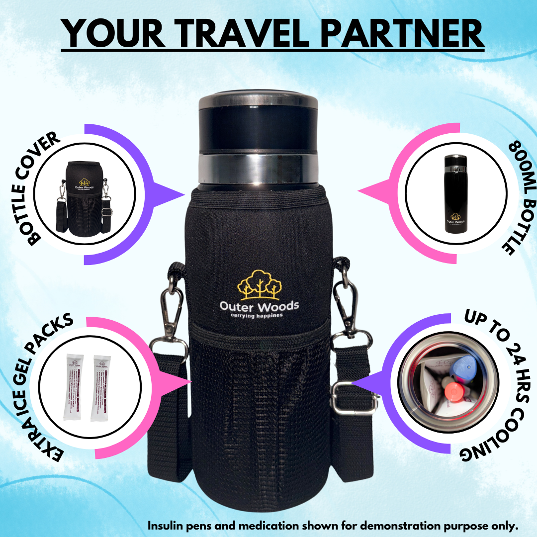 Outer Woods Insulated Insulin Bottle Cooler Travel Case - Medium - Fits upto 7.2 Inch Insulin Pens