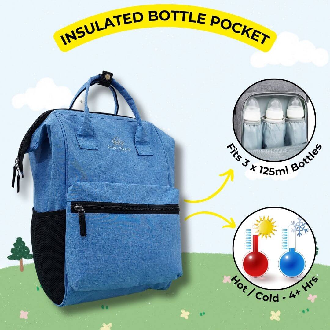 Outer Woods Baby Diaper Bag with Insulated Bottle Compartment | Maternity Bag | Newborn Baby | Mother Travelling Bag | Multiple Pocket Water Resistant Hospital Bag