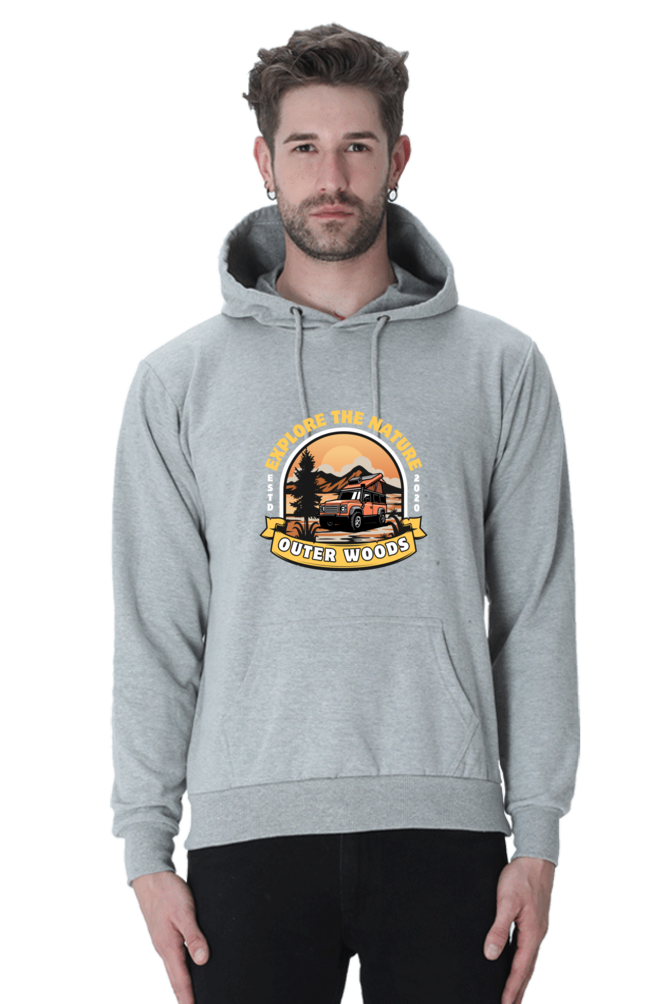 Outer Woods Men's Explore The Nature Graphic Printed Hooded Sweatshirt