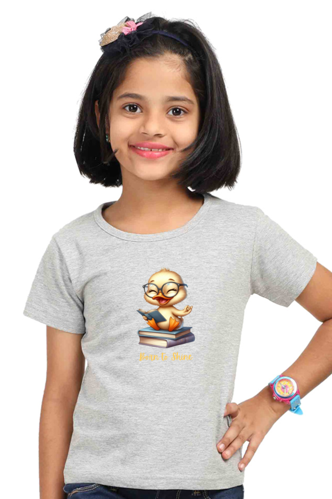 Outer Woods Girl's Graphic Printed T-Shirt - Born to Shine