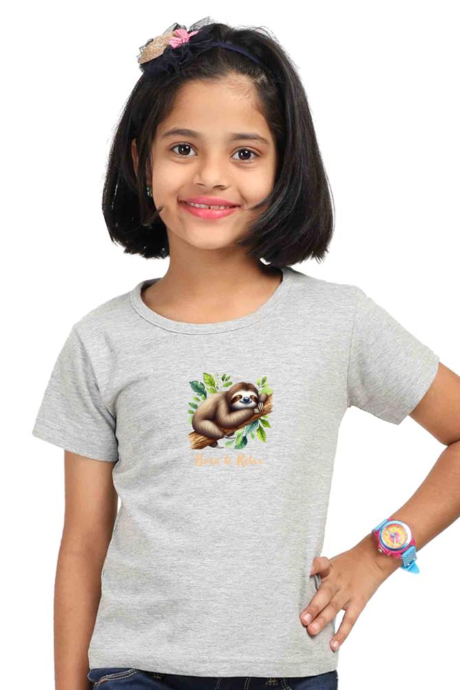 Outer Woods Girl's Graphic Printed T-Shirt - Born to Relax