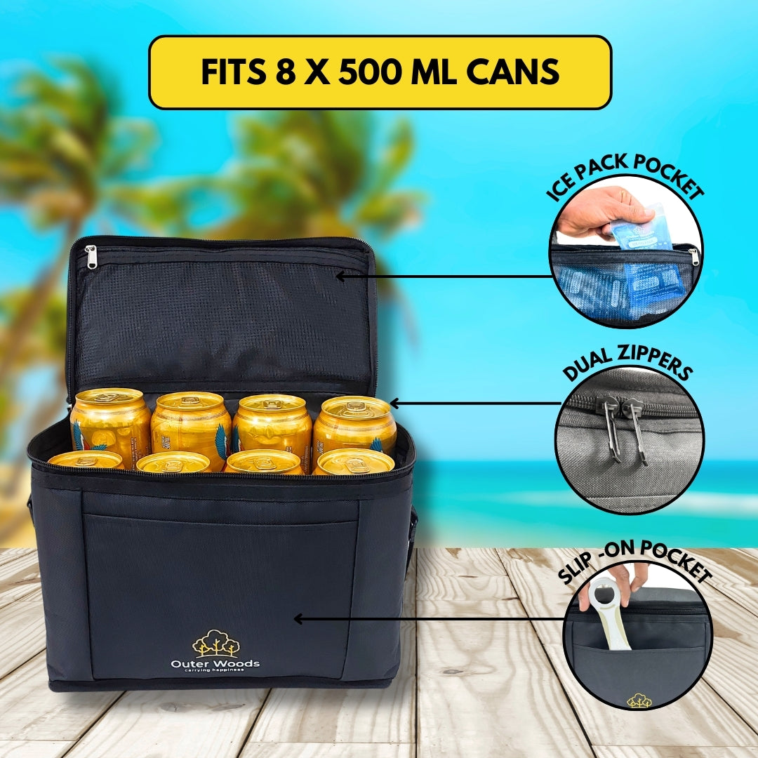 Outer Woods Insulated 8 Can Cooler Bag | Beer Cooler | Insulated Bag | Soft Cooler | Hot Cold Bag | Lunch Bag