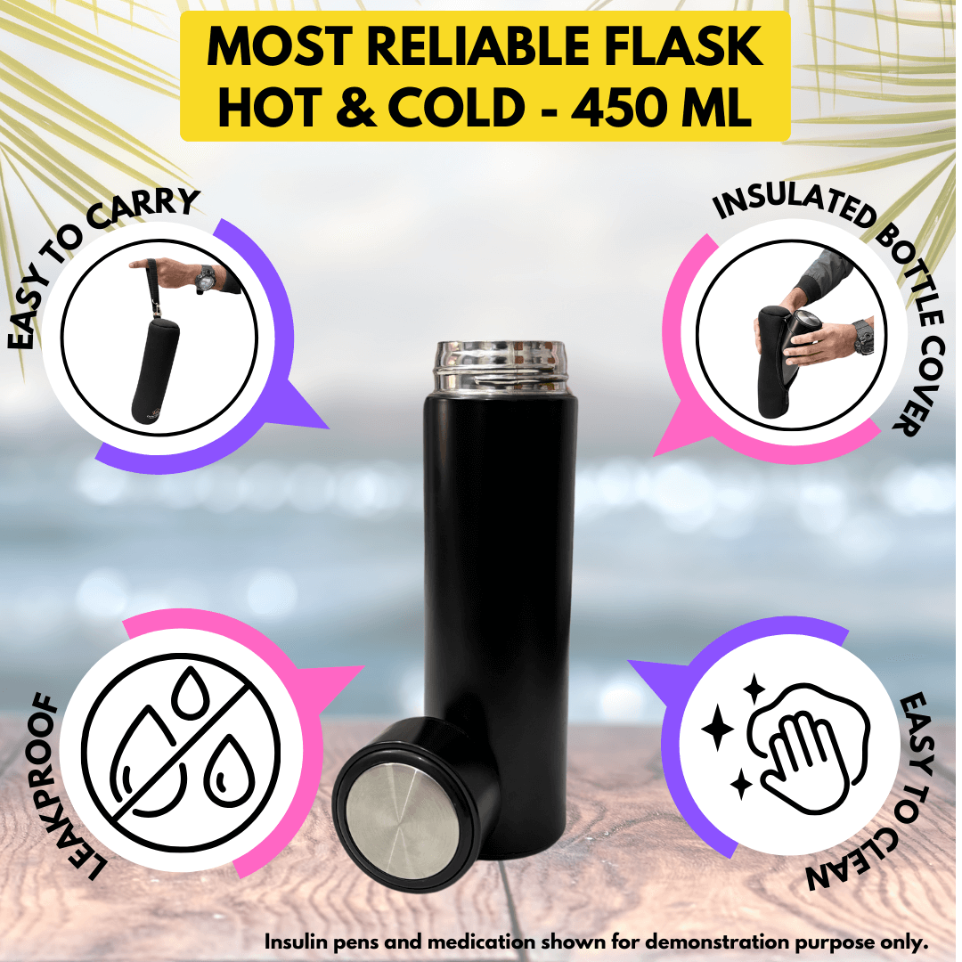 Outer Woods Premium Insulated Thermos Flask | Insulin Pen Cooler | Diabetic Organizer Bottle Case | Insulin Bottle Case