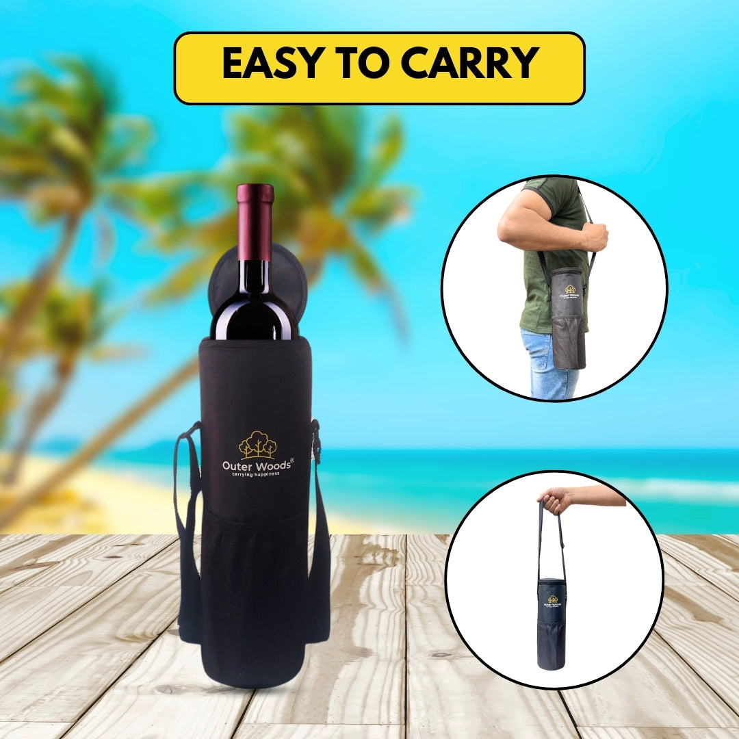 Outer Woods Insulated 1 Bottle Cooler Bag, Beverage Cooler Bag, Insulated Bag, Bottle Bag, Beer Cooler Bag, Wine Carier, Hot Cold bag