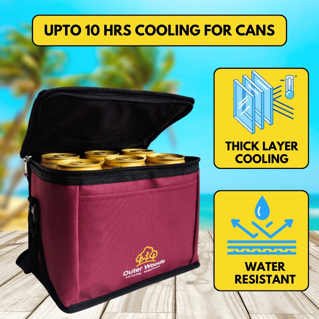 Outer Woods Insulated 6 Can Cooler Bag | Beer Cooler | Insulated Bag | Soft Cooler | Hot Cold Bag | Lunch Bag