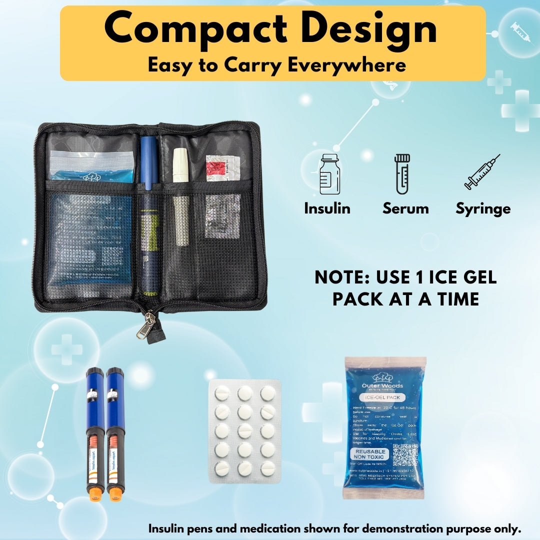Outer Woods Insulated Insulin Cooler Bag | Insulin Pen Cooler | Diabetic Organizer Bag | Insulin Bag | Insulated Medical Bag