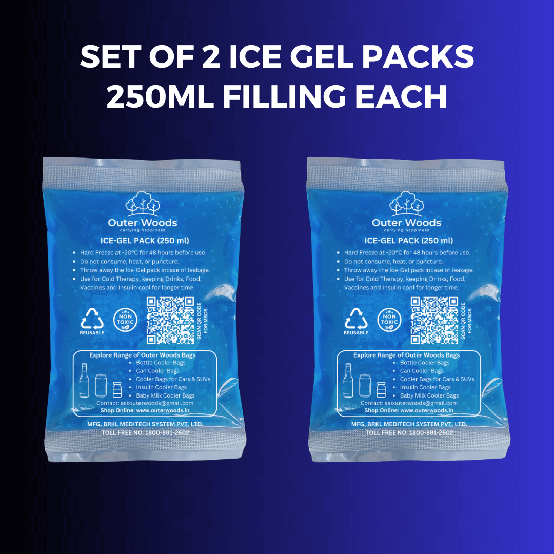 Outer Woods Ice Gel Packs Set (250ml) for Cooler Bags and Cold Therapy