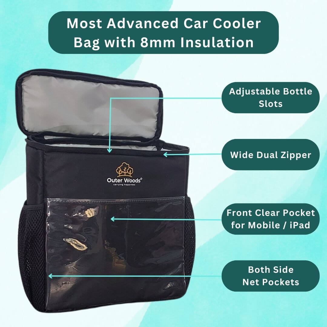 Outer Woods Insulated Cooler Bag for Cars & SUVs | Beverage Cooler Bag | Insulated Bag | Bottle Bag | Beer Cooler Bag | Hot Cold bag | Soft Cooler Bag | Car Accessories