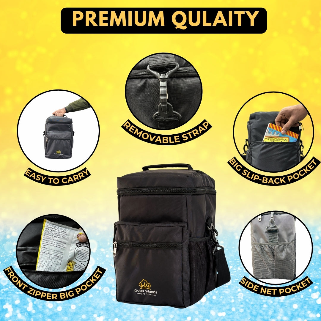 Outer Woods Insulated 4 Bottle Cooler Bag, Beverage Cooler Bag, Insulated Bag, Bottle Bag, Beer Cooler Bag, Wine Carier, Hot Cold bag