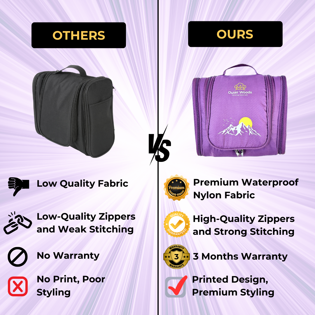 Outer Woods Travel Toiletry Bag | Makeup Bag | Travel Bag | Toiletry Bag | Travel Pouch | Travel Kit Bag | Cosmetic and Make up Pouches