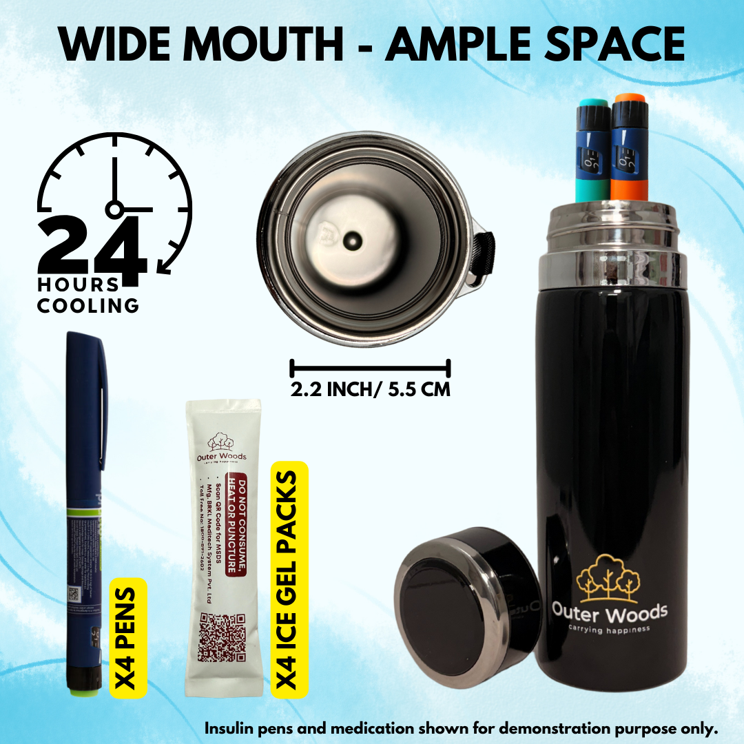 Outer Woods Insulated Insulin Bottle Cooler Travel Case - Medium - Fits upto 7.2 Inch Insulin Pens