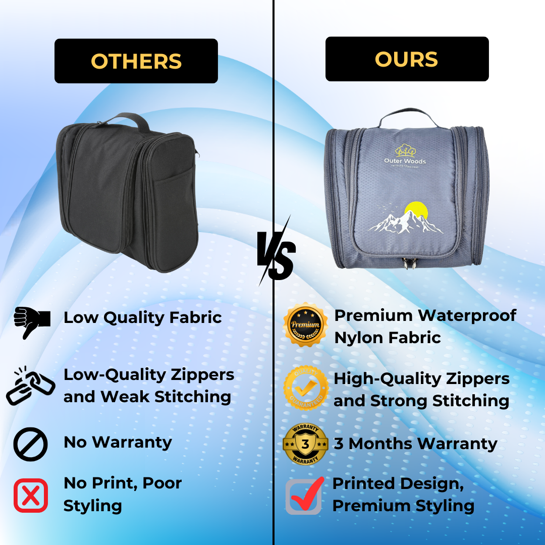 Outer Woods Travel Toiletry Bag | Makeup Bag | Travel Bag | Toiletry Bag | Travel Pouch | Travel Kit Bag | Cosmetic and Make up Pouches