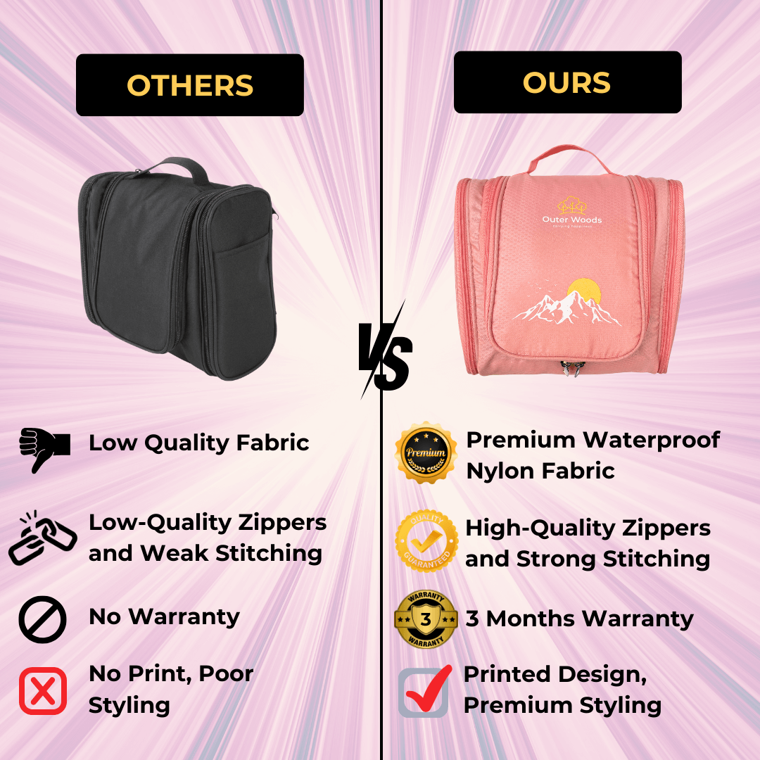 Outer Woods Travel Toiletry Bag | Makeup Bag | Travel Bag | Toiletry Bag | Travel Pouch | Travel Kit Bag | Cosmetic and Make up Pouches