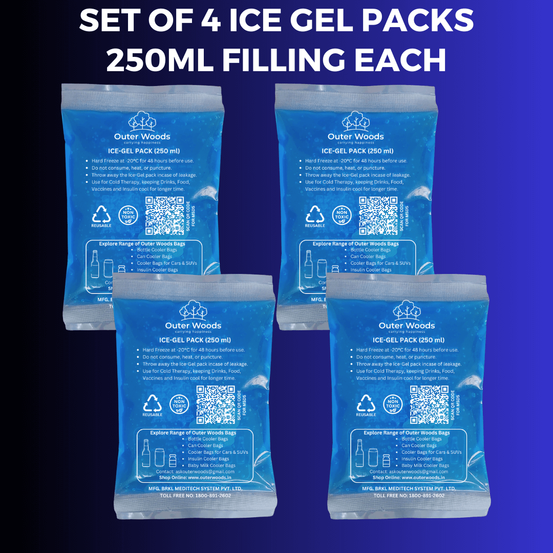 Outer Woods Ice Gel Packs Set (250ml) for Cooler Bags and Cold Therapy