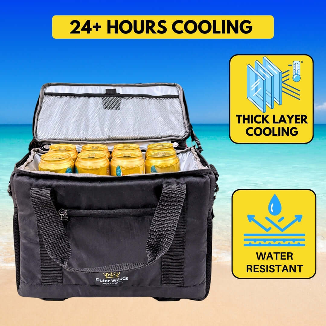 Lightweight 12-can capacity cooler bag with zipper closure