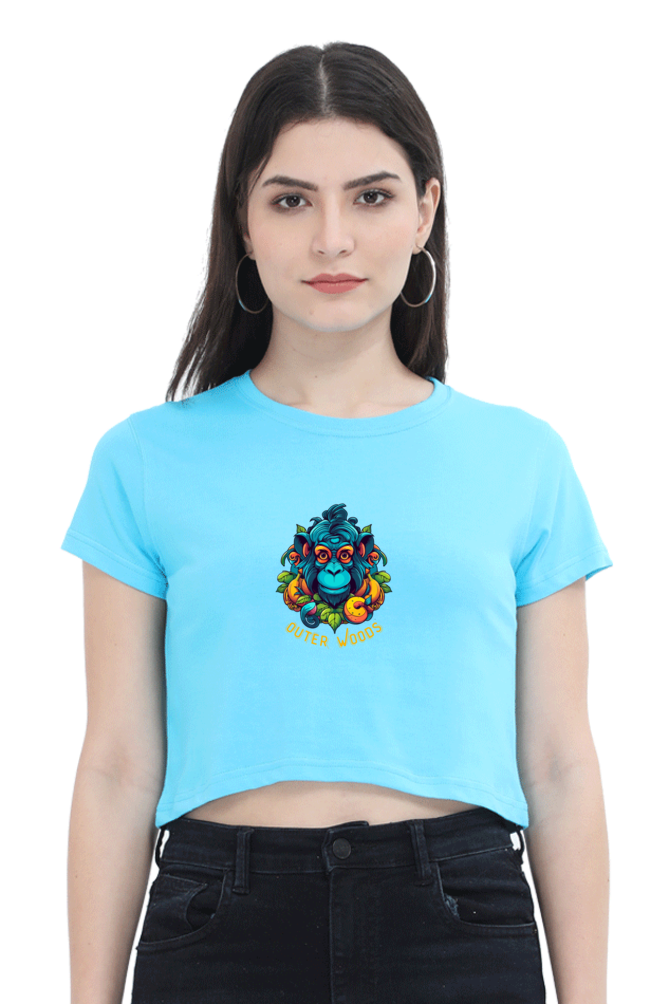 Outer Woods Women's Wild Monkey Graphic Printed Crop Top