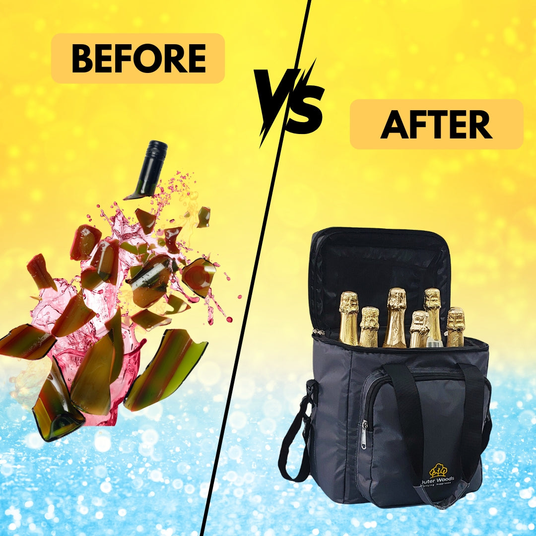 Outer Woods Insulated 6 Bottle Cooler Bag, Beverage Cooler Bag, Insulated Bag, Bottle Bag, Beer Cooler Bag, Wine Carier, Hot Cold bag