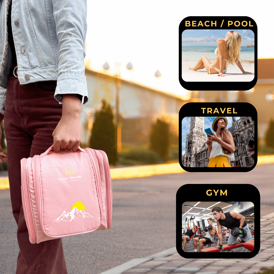 Outer Woods Travel Toiletry Bag | Makeup Bag | Travel Bag | Toiletry Bag | Travel Pouch | Travel Kit Bag | Cosmetic and Make up Pouches