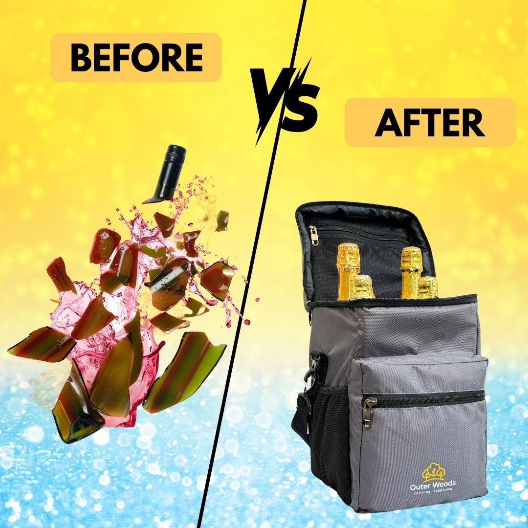 Outer Woods Insulated 4 Bottle Cooler Bag, Beverage Cooler Bag, Insulated Bag, Bottle Bag, Beer Cooler Bag, Wine Carier, Hot Cold bag