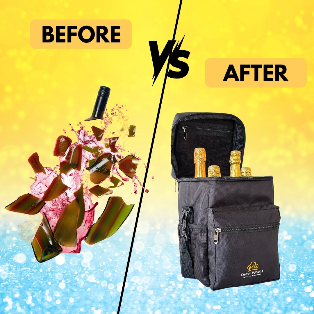 Outer Woods Insulated 4 Bottle Cooler Bag, Beverage Cooler Bag, Insulated Bag, Bottle Bag, Beer Cooler Bag, Wine Carier, Hot Cold bag