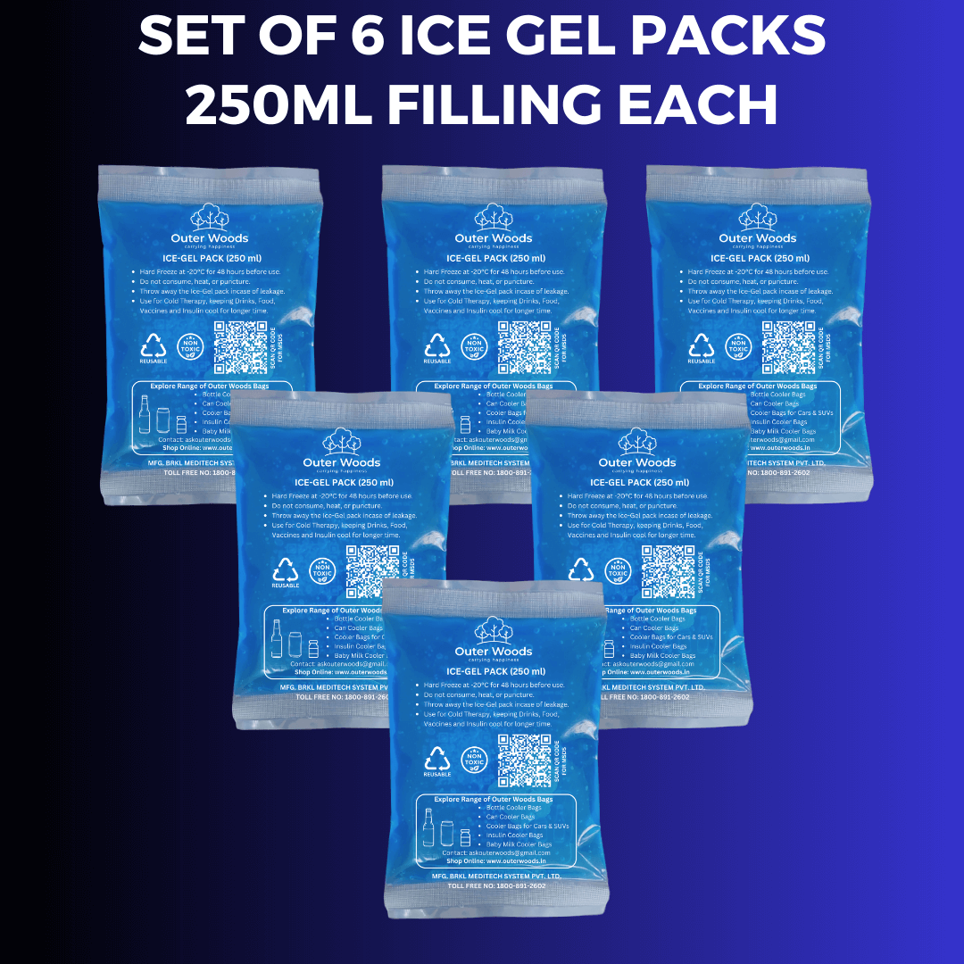 Outer Woods Ice Gel Packs Set (250ml) for Cooler Bags and Cold Therapy