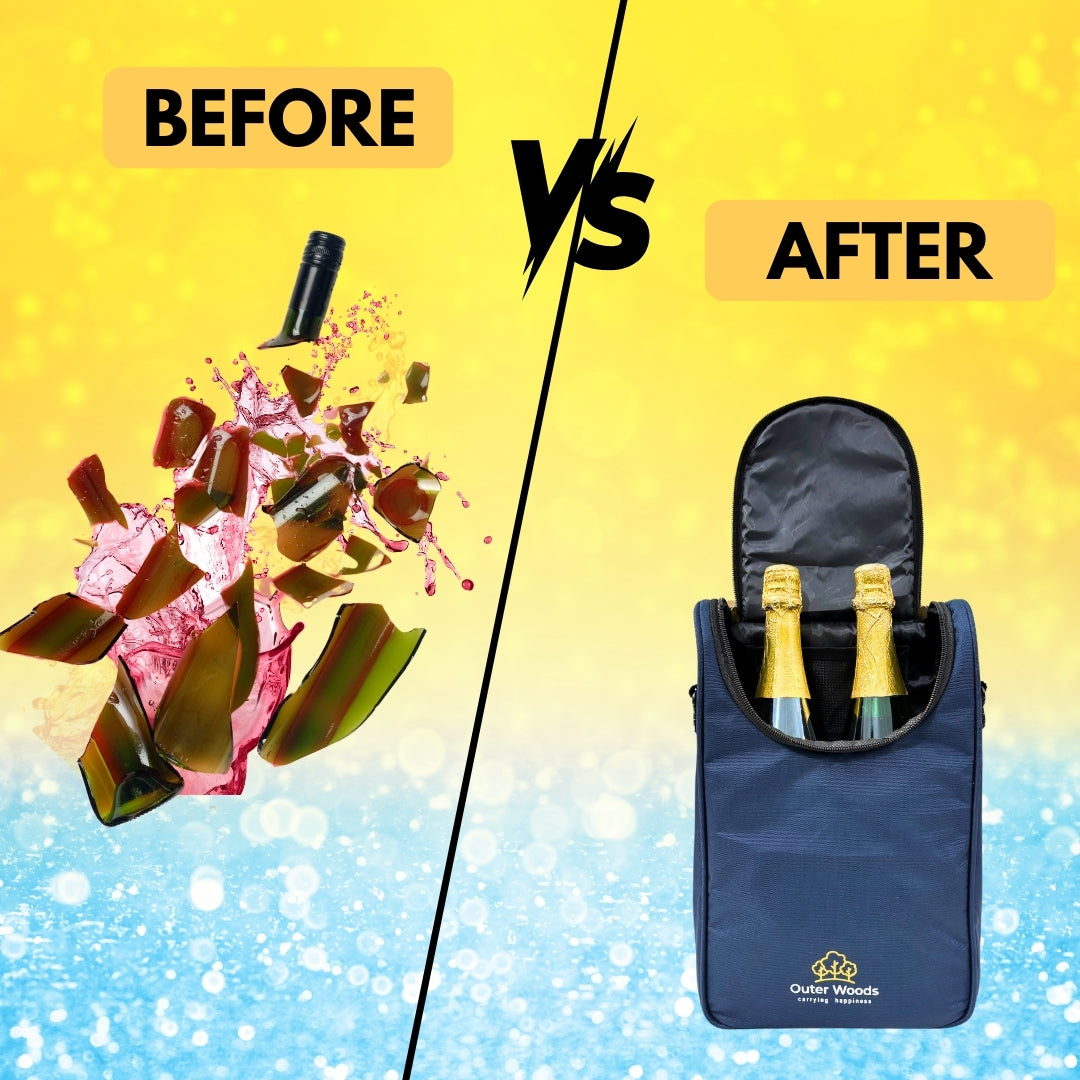 Outer Woods Insulated 2 Bottle Cooler Bag, Beverage Cooler Bag, Insulated Bag, Bottle Bag, Beer Cooler Bag, Wine Carier, Hot Cold bag