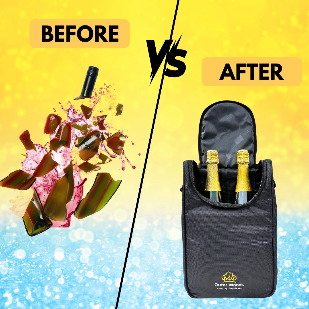 Outer Woods Insulated 2 Bottle Cooler Bag, Beverage Cooler Bag, Insulated Bag, Bottle Bag, Beer Cooler Bag, Wine Carier, Hot Cold bag