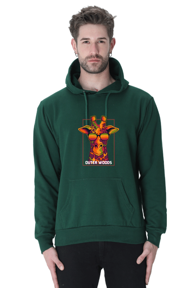 Outer Woods Men's Cool Giraffe Graphic Printed Hooded Sweatshirt