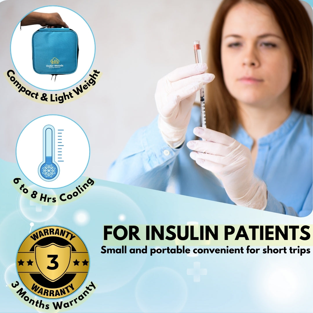 Outer Woods Insulated Insulin Cooler Bag | Insulin Pen Cooler | Diabetic Organizer Bag | Insulin Bag | Insulated Medical Bag