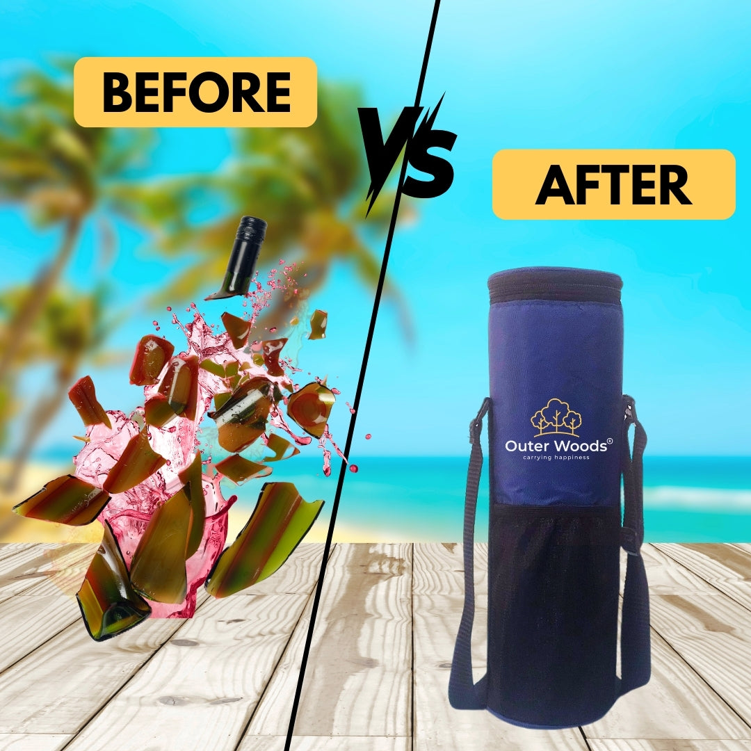 Outer Woods Insulated 1 Bottle Cooler Bag, Beverage Cooler Bag, Insulated Bag, Bottle Bag, Beer Cooler Bag, Wine Carier, Hot Cold bag