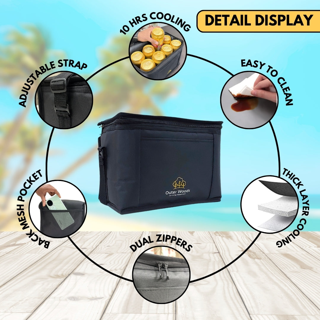Outer Woods Insulated 8 Can Cooler Bag | Beer Cooler | Insulated Bag | Soft Cooler | Hot Cold Bag | Lunch Bag