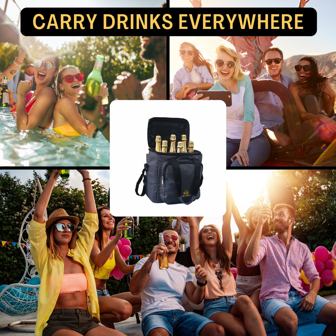Outer Woods Insulated 6 Bottle Cooler Bag, Beverage Cooler Bag, Insulated Bag, Bottle Bag, Beer Cooler Bag, Wine Carier, Hot Cold bag