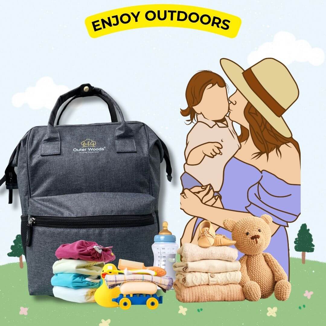 Outer Woods Baby Diaper Bag with Insulated Bottle Compartment | Maternity Bag | Newborn Baby | Mother Travelling Bag | Multiple Pocket Water Resistant Hospital Bag