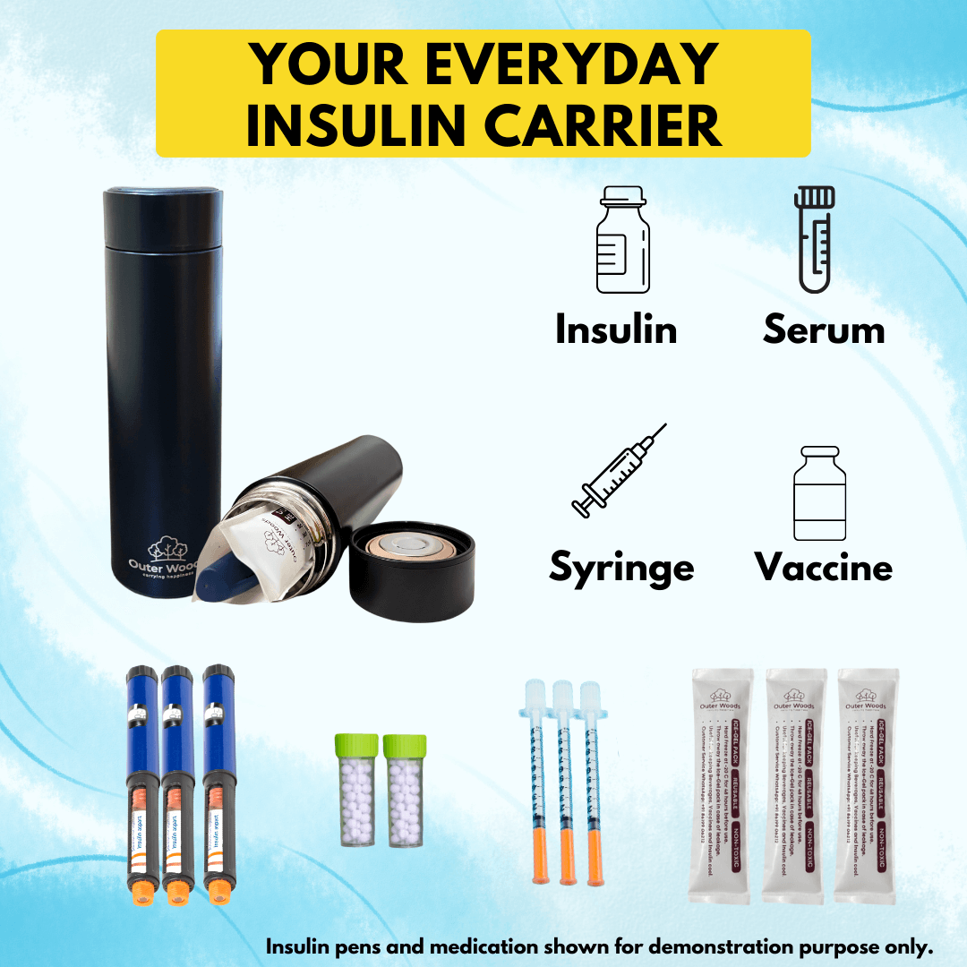 Outer Woods Premium Insulated Thermos Flask | Insulin Pen Cooler | Diabetic Organizer Bottle Case | Insulin Bottle Case
