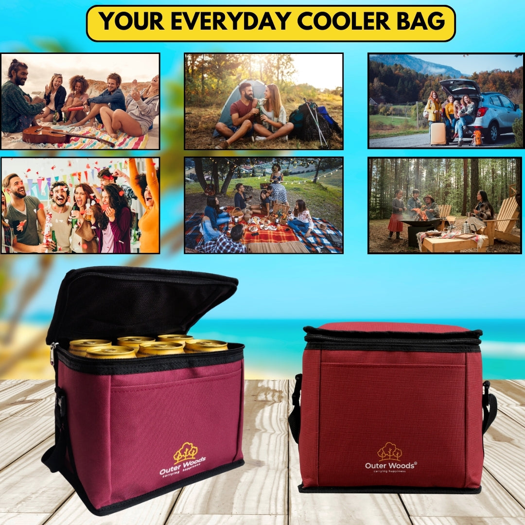 Outer Woods Insulated 6 Can Cooler Bag | Beer Cooler | Insulated Bag | Soft Cooler | Hot Cold Bag | Lunch Bag