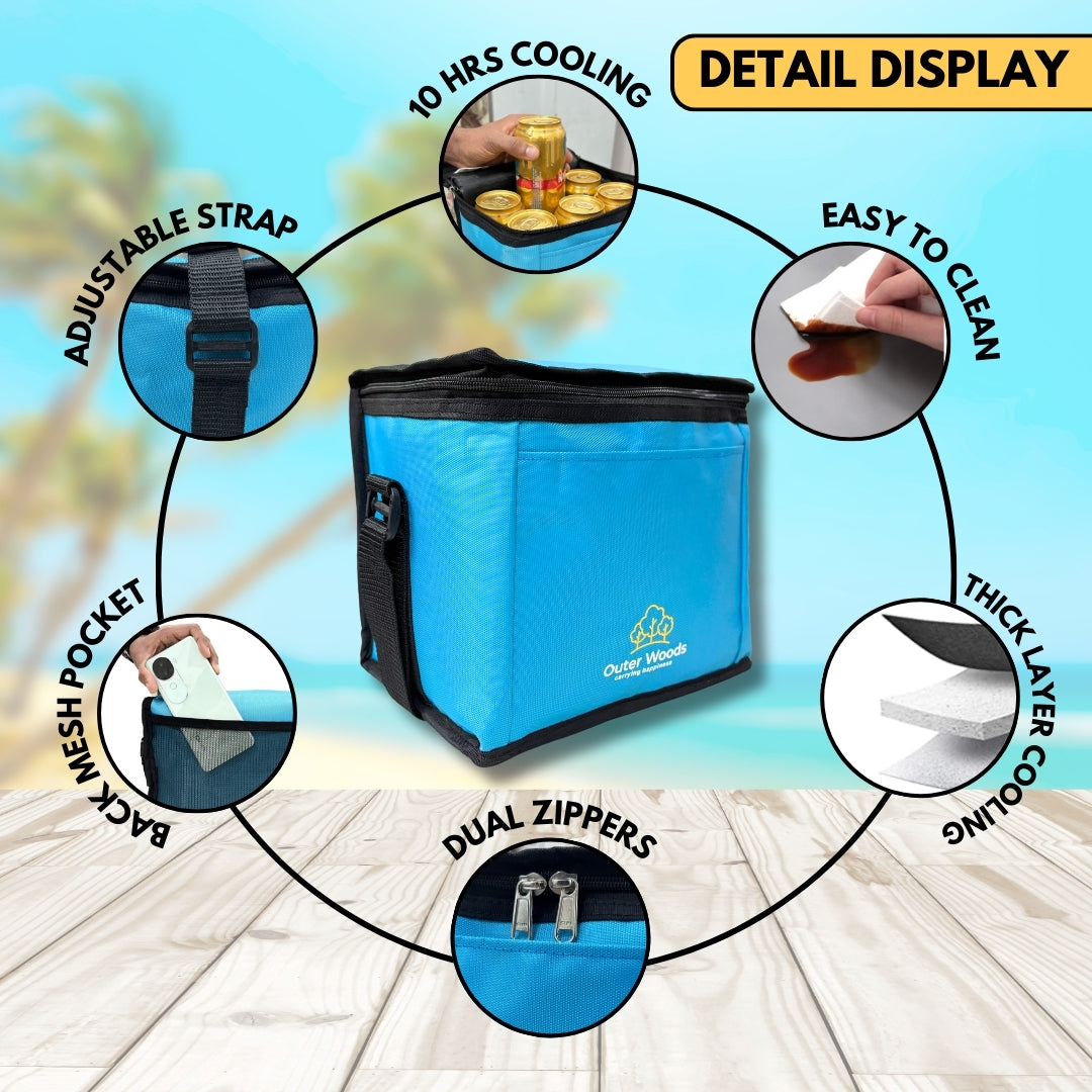 Outer Woods Insulated 6 Can Cooler Bag | Beer Cooler | Insulated Bag | Soft Cooler | Hot Cold Bag | Lunch Bag