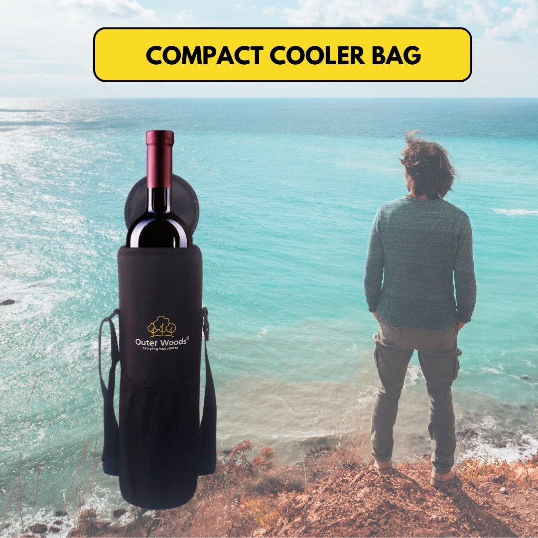 Outer Woods Insulated 1 Bottle Cooler Bag, Beverage Cooler Bag, Insulated Bag, Bottle Bag, Beer Cooler Bag, Wine Carier, Hot Cold bag
