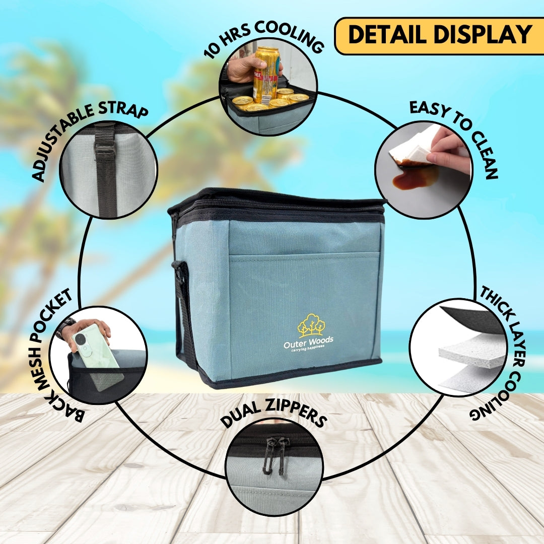 Outer Woods Insulated 6 Can Cooler Bag | Beer Cooler | Insulated Bag | Soft Cooler | Hot Cold Bag | Lunch Bag
