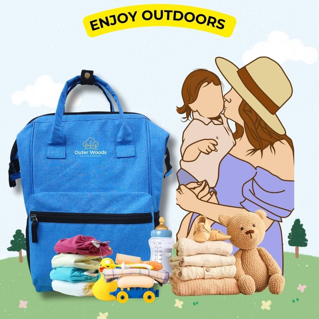 Outer Woods Baby Diaper Bag with Insulated Bottle Compartment | Maternity Bag | Newborn Baby | Mother Travelling Bag | Multiple Pocket Water Resistant Hospital Bag