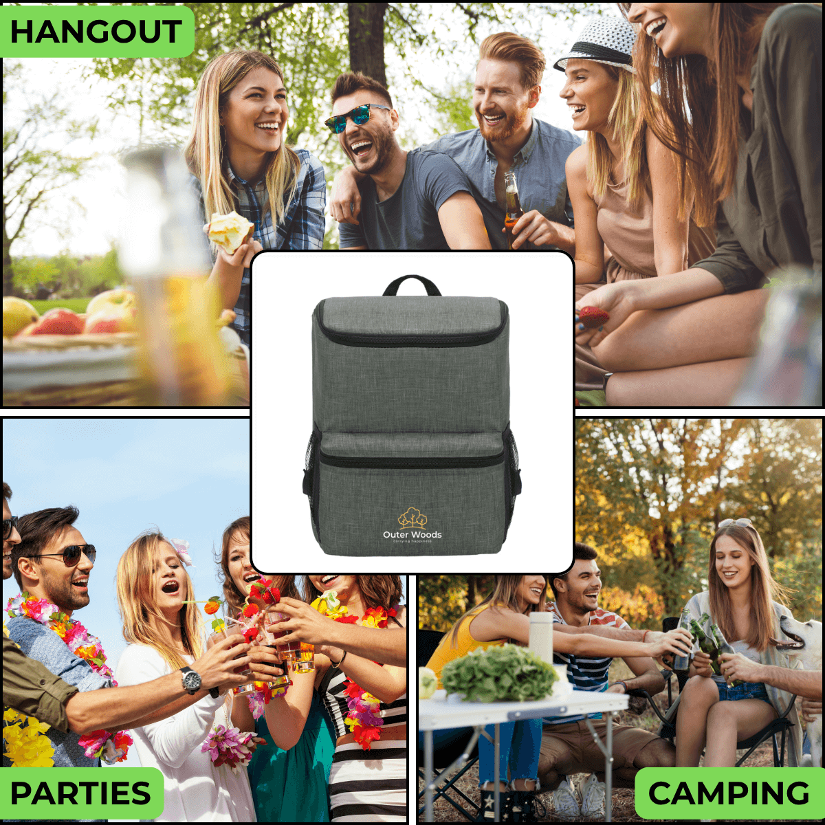 Outer Woods Insulated 10 Can Cooler Backpack is a true all-in-one mobile picnic bag