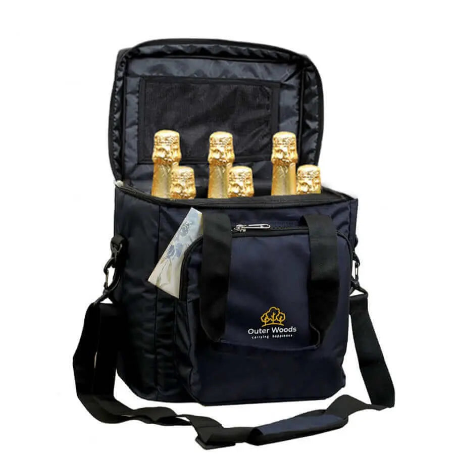 Outer Woods Insulated 6 Bottle Cooler Bag, Beverage Cooler Bag, Insulated Bag, Bottle Bag, Beer Cooler Bag, Wine Carier, Hot Cold bag