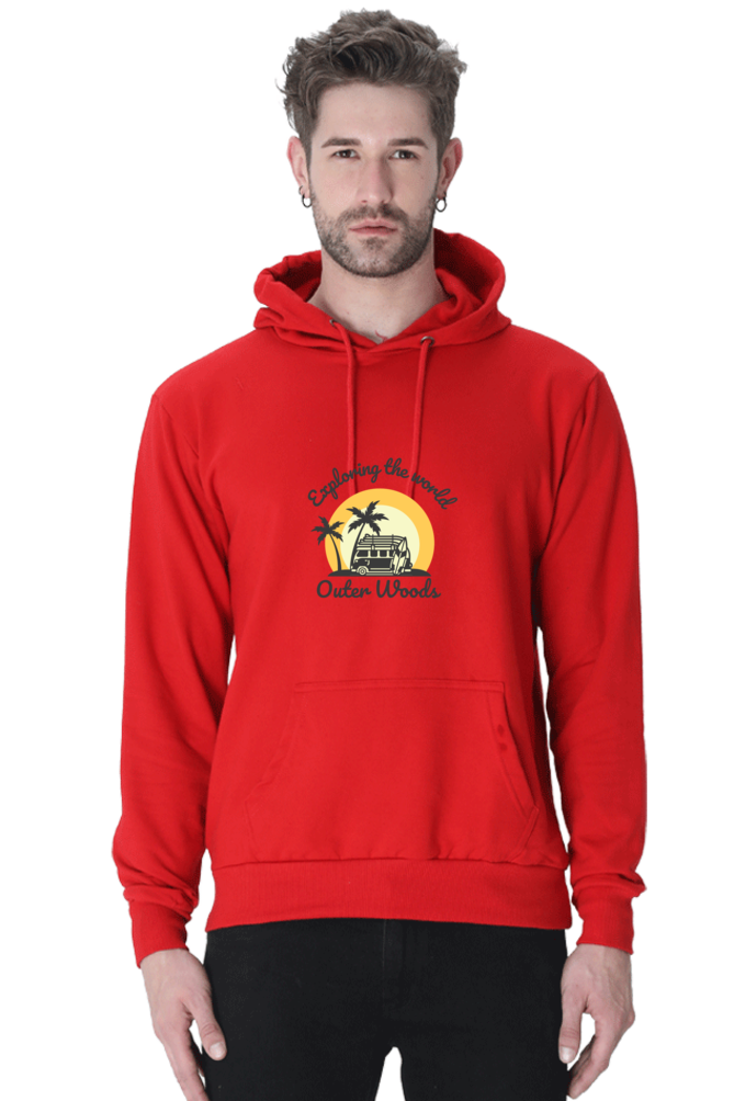  Outer Woods Men's Exploring The World Graphic Printed Hooded Sweatshirt