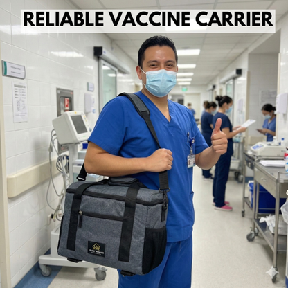 Outer Woods Insulated Vaccine Carrier Bag | 12+ Hours Cooling | 18L Vaccine Cooler Bag | 6 x 250ml Ice Gel Packs Included
