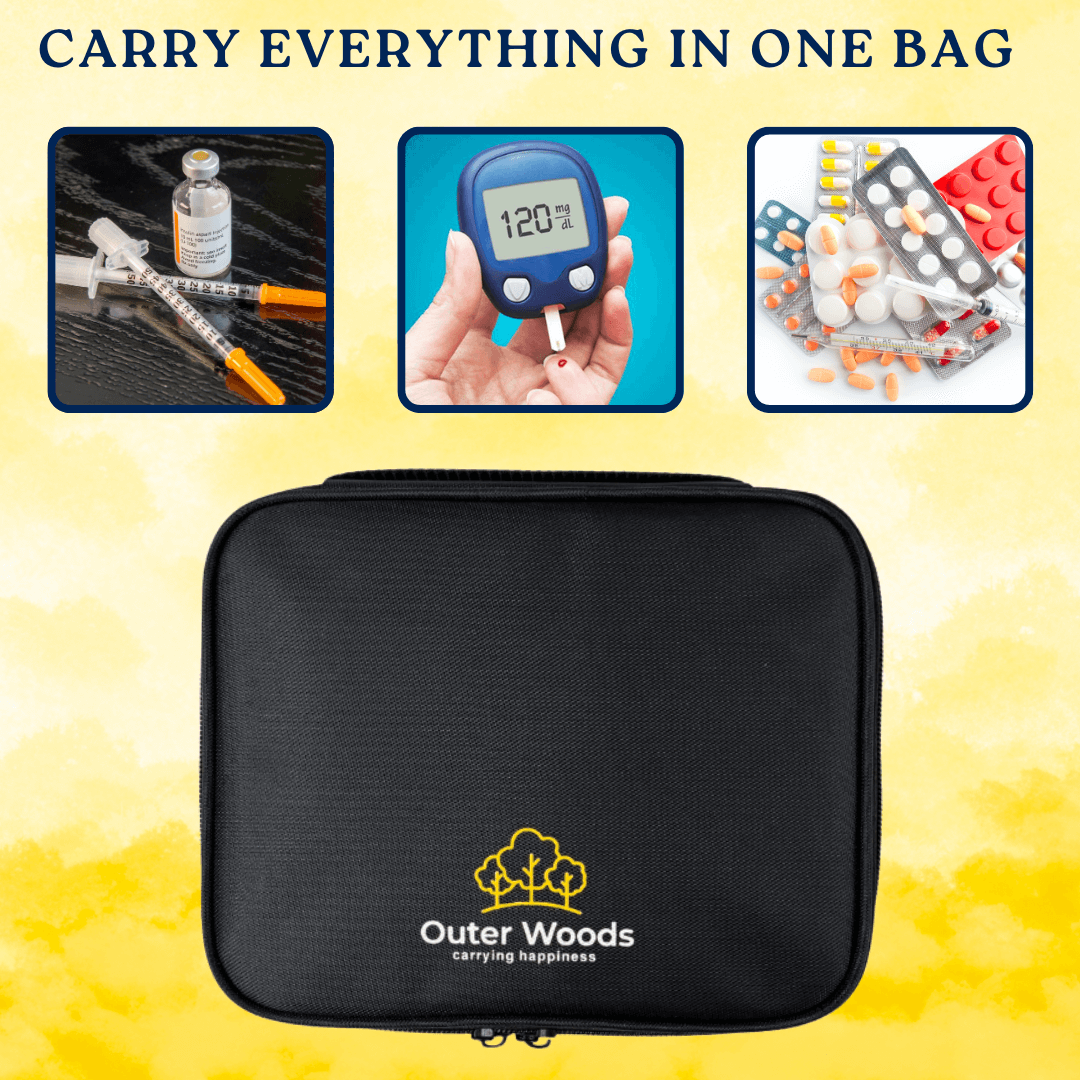Outer Woods Insulated Insulin Cooler Bag Plus with Gel Packs – Keeps Medicines Cool for Hours
